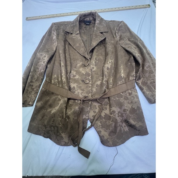 Lane Bryant Jackets & Blazers - Lane Bryant Floral Brocade Tapestry Blazer 18 W Cottagecore 3/4 sleeve Belted